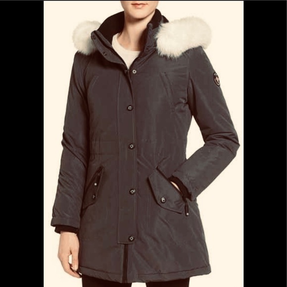 hfx Jackets & Blazers - HFX Women’s parka real fox fur trim poly black,NWT